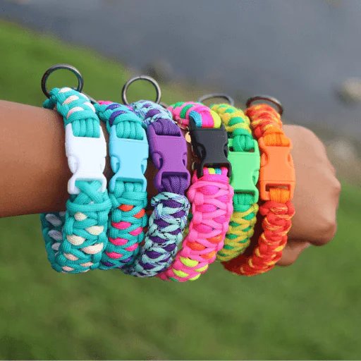 Colorful paracord woven dog collars in vibrant colors